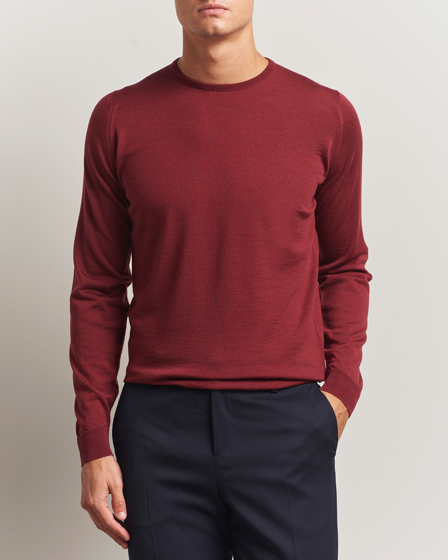 John Smedley Lundy Extra Fine Merino Crew Neck Wolf Red at