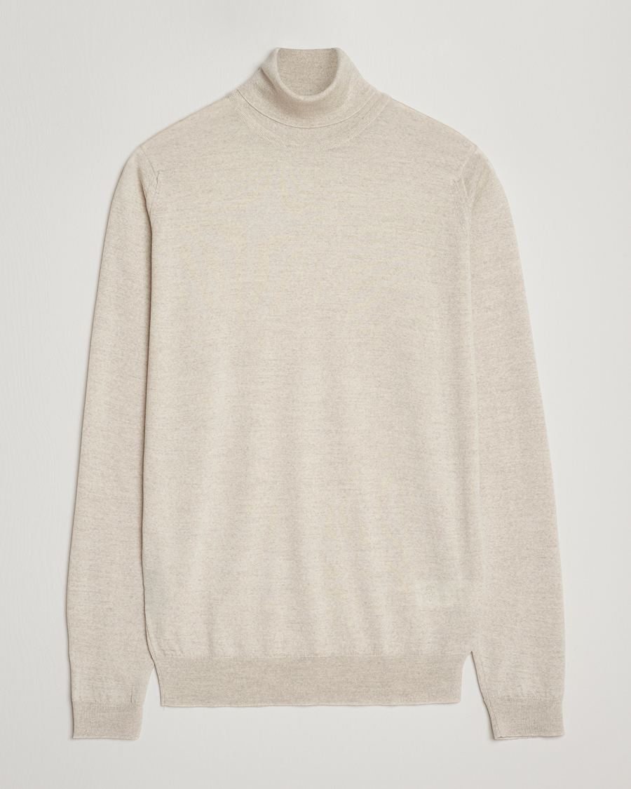 Men | Sweaters & Knitwear | John Smedley | Cherwell Extra Fine Merino Rollneck Grey Fleece