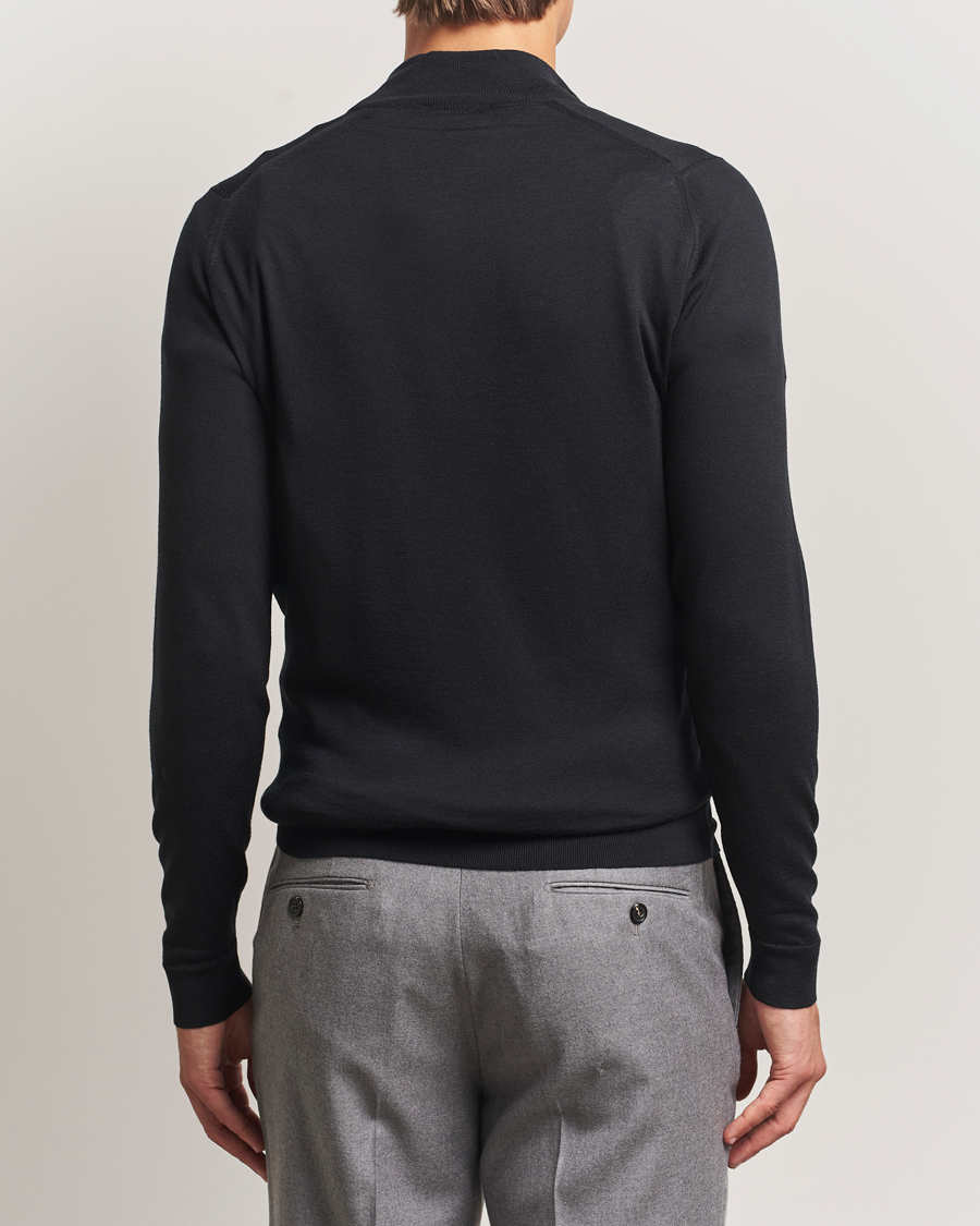 John Smedley Barrow Extra Fine Merino Half Zip Black at CareOfCarl.com