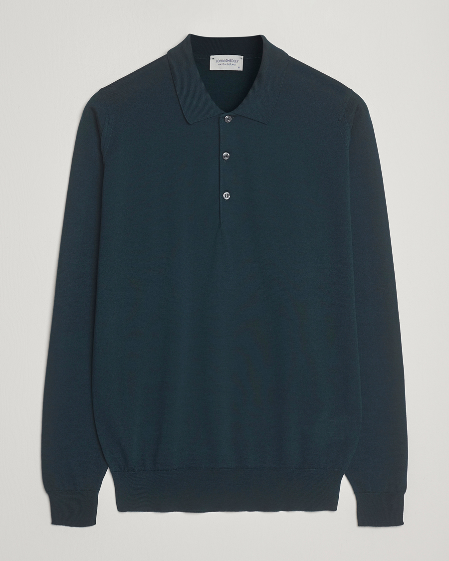Men | Sweaters & Knitwear | John Smedley | Belper Extra Fine Merino Polo Pullover Richardson Green