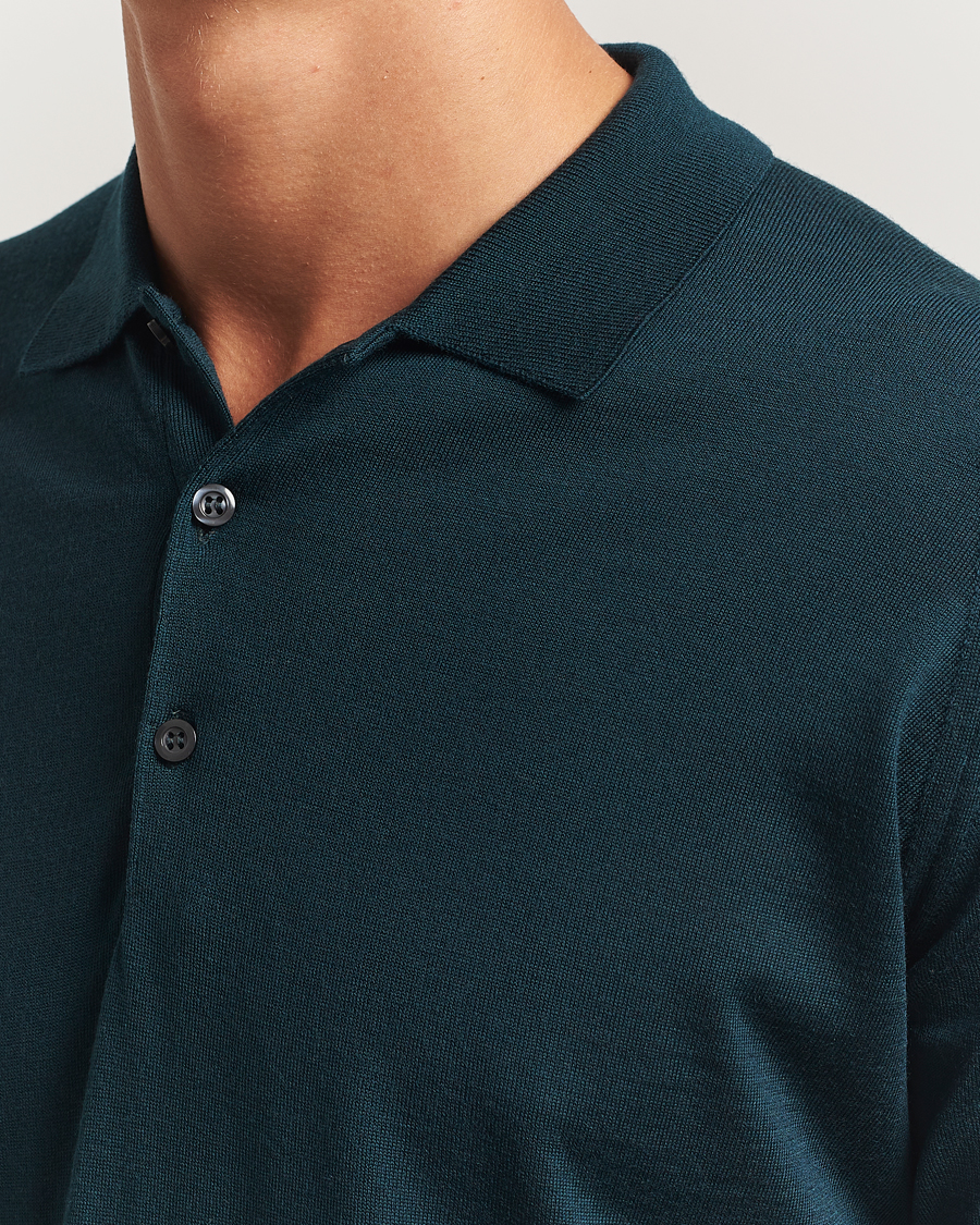 Men | Sweaters & Knitwear | John Smedley | Belper Extra Fine Merino Polo Pullover Richardson Green