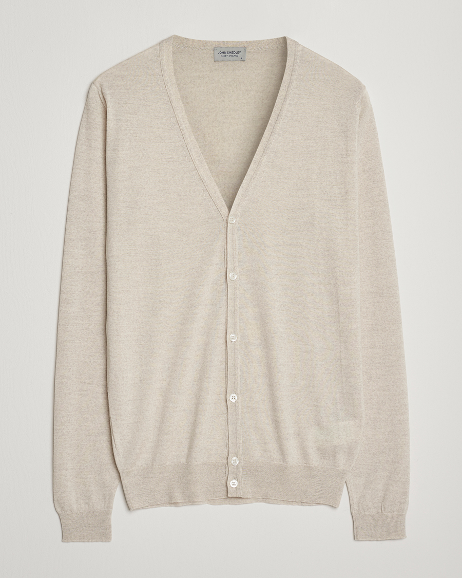 John Smedley Petworth Extra Fine Merino Cardigan Grey Fleece at