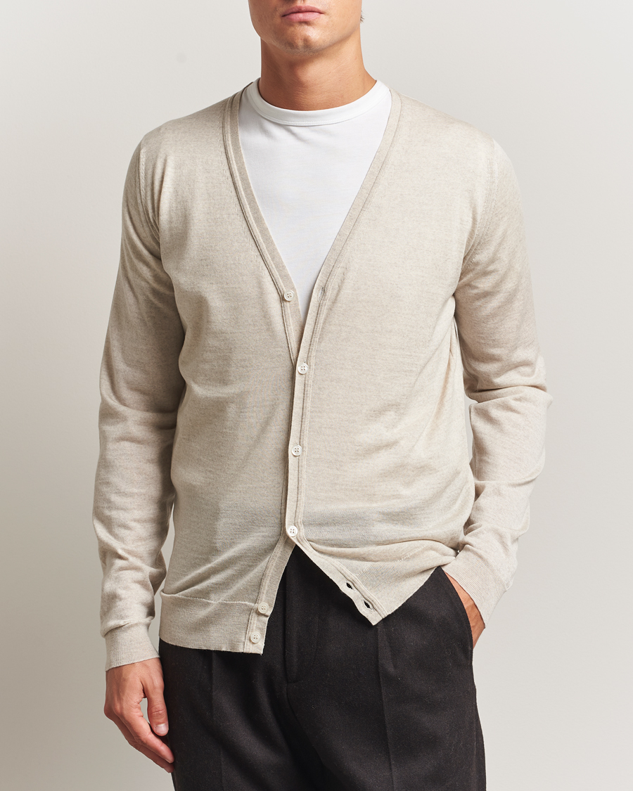 Men | Sweaters & Knitwear | John Smedley | Petworth Extra Fine Merino Cardigan Grey Fleece