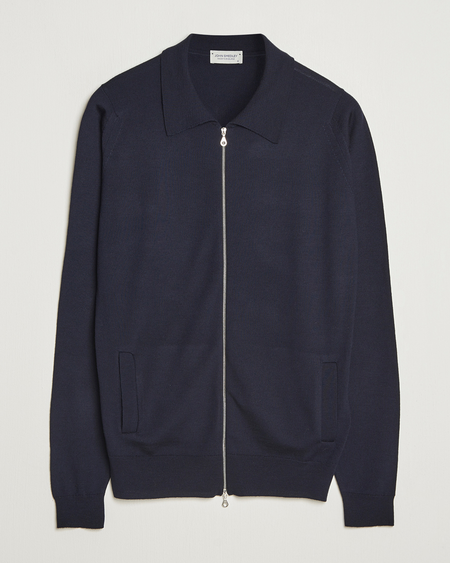 John Smedley Alston Extra Fine Merino Full Zip Midnight at