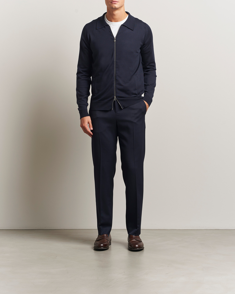 John Smedley Alston Extra Fine Merino Full Zip Midnight at