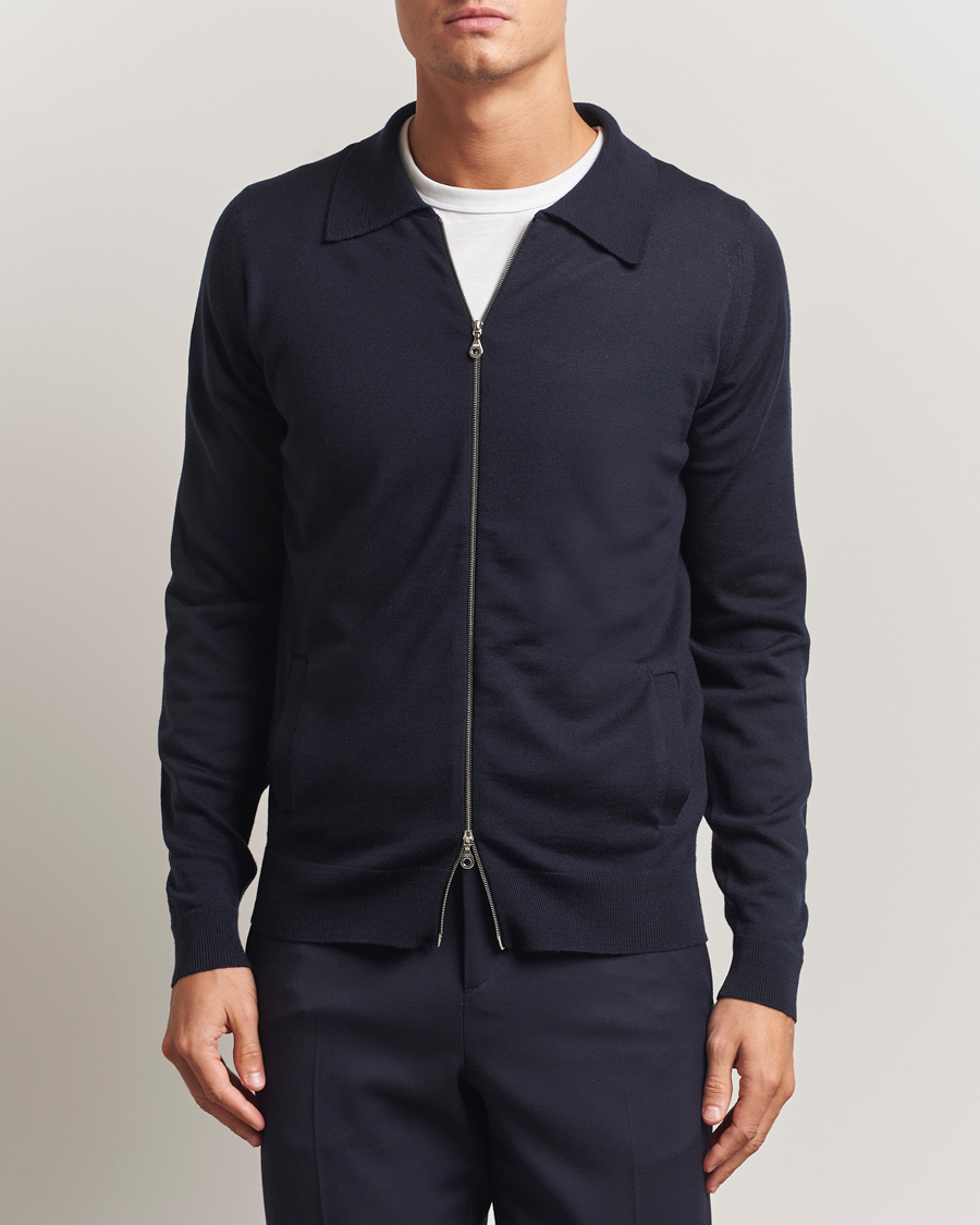 John Smedley Alston Extra Fine Merino Full Zip Midnight at