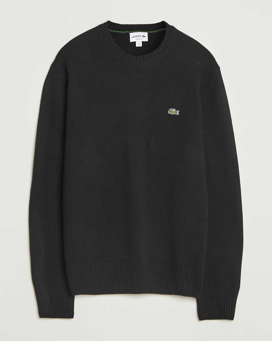Men | Sweaters & Knitwear | Lacoste | Carded Wool Crew Neck Black