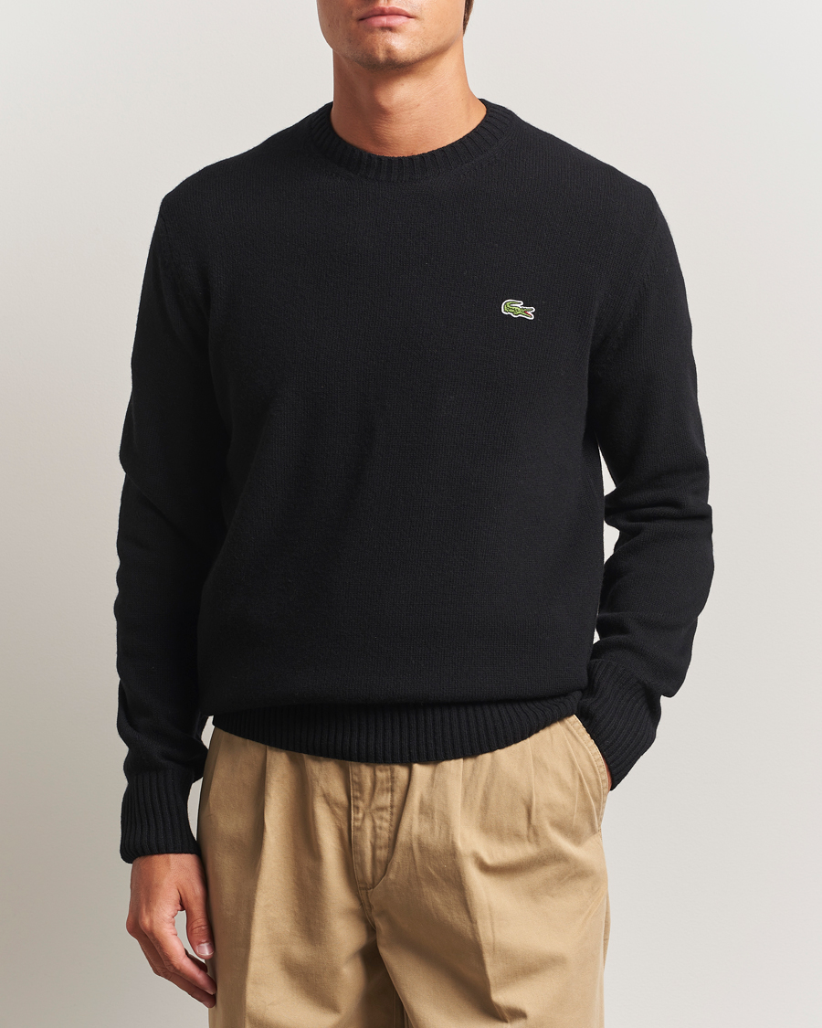 Men | Sweaters & Knitwear | Lacoste | Carded Wool Crew Neck Black