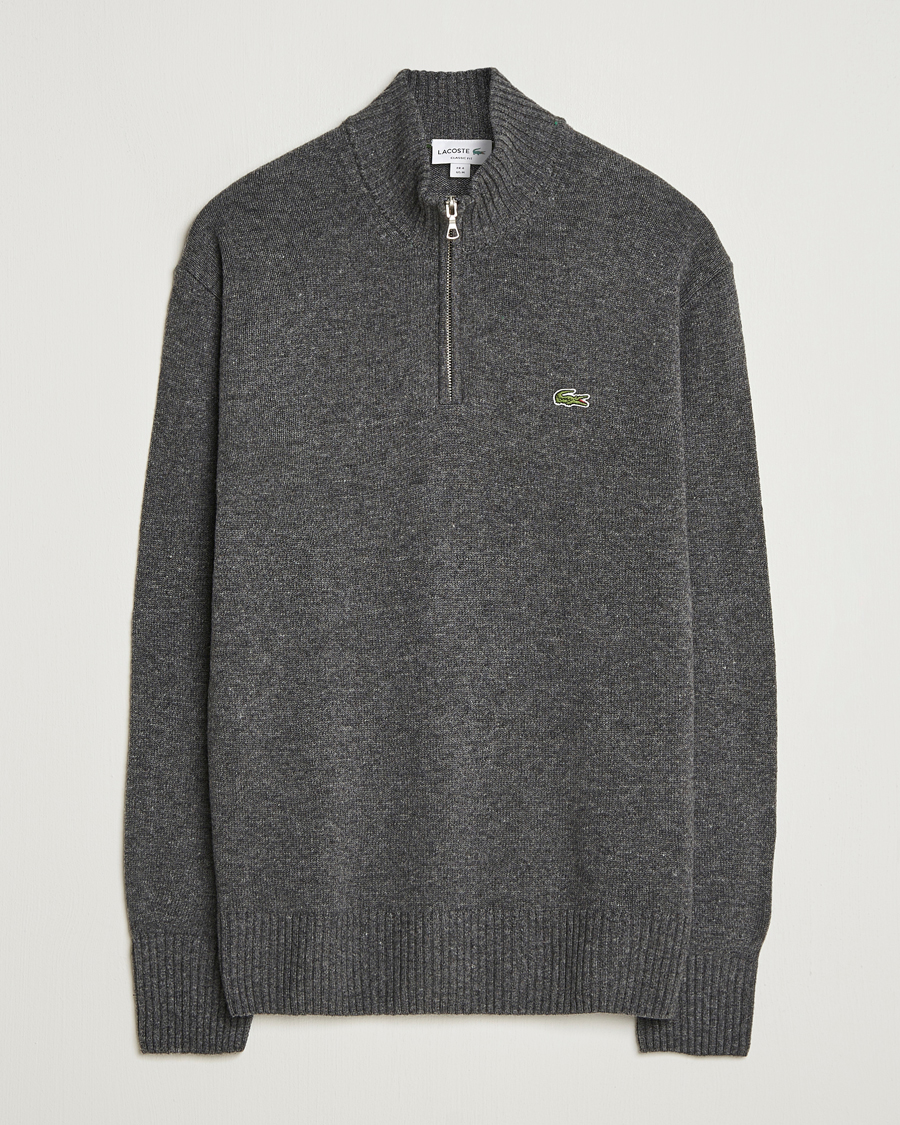 Men | Sweaters & Knitwear | Lacoste | Carded Wool Half Zip Pitch Chine