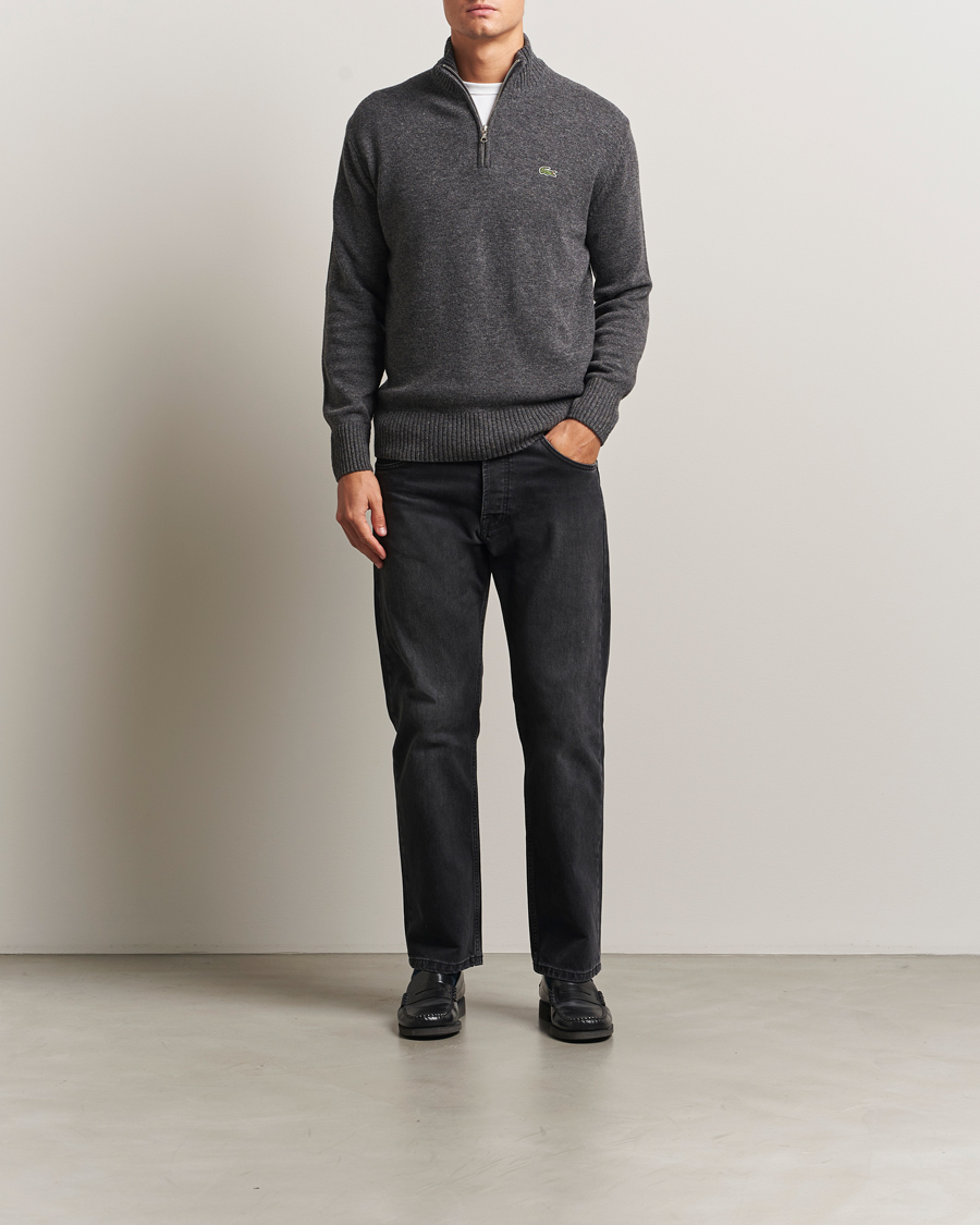 Men | Sweaters & Knitwear | Lacoste | Carded Wool Half Zip Pitch Chine