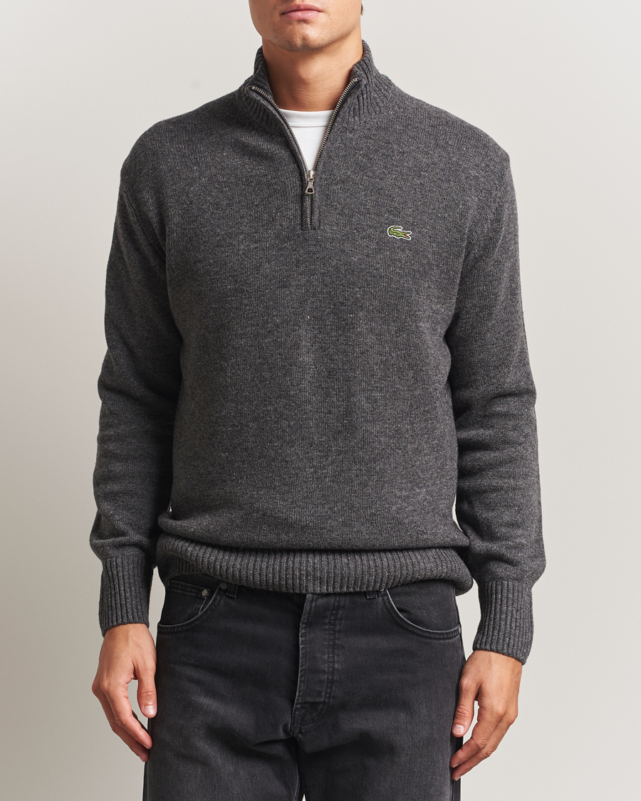 Men | Sweaters & Knitwear | Lacoste | Carded Wool Half Zip Pitch Chine