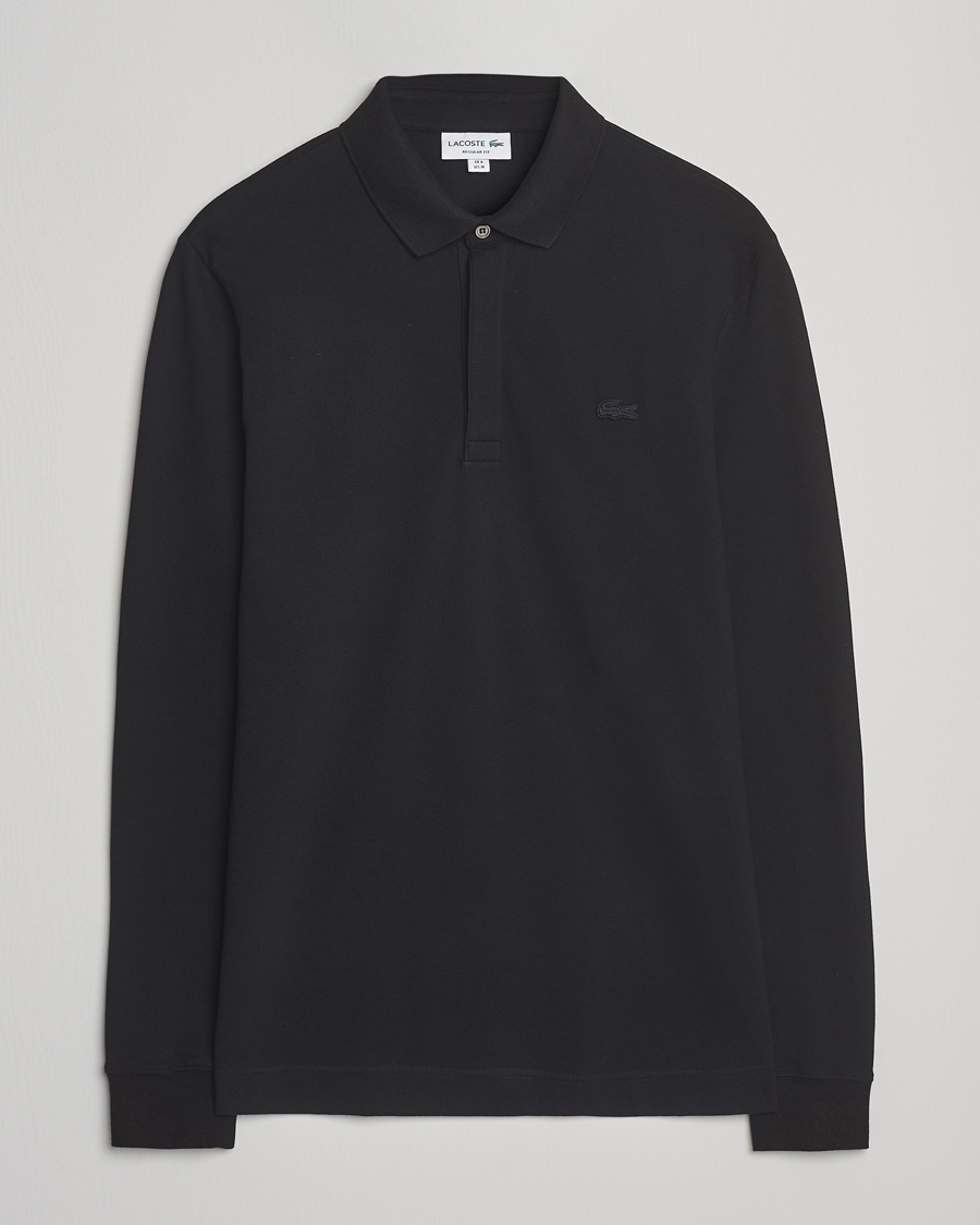 LACOSTE 長袖ポロシャツ ブラック PARIS POLO Lacoste Men's Long Sleeve Regular Fit Paris Stretch Piqué Polo