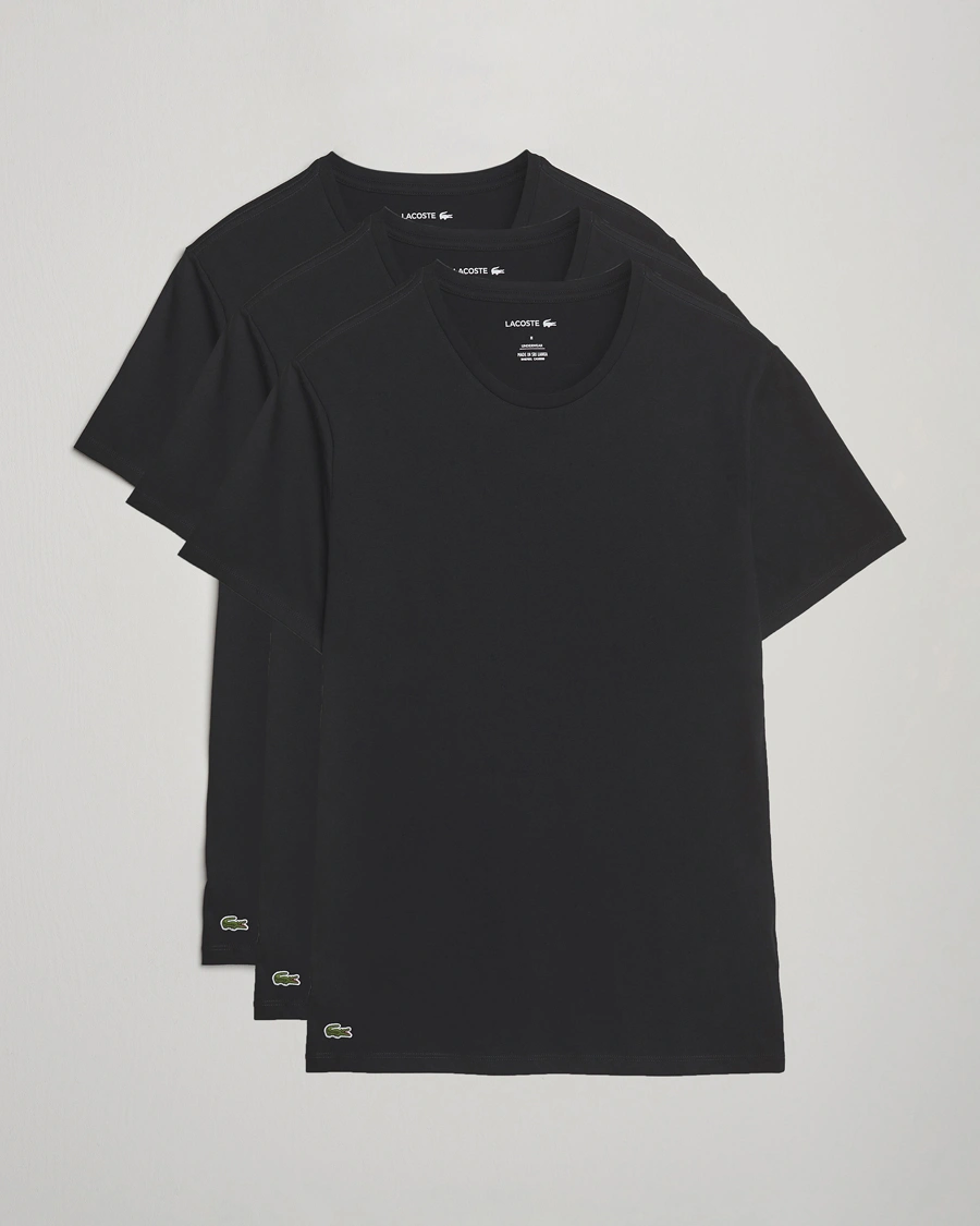 Men | T-Shirts | Lacoste | 3-Pack Crew Neck T-Shirt Black