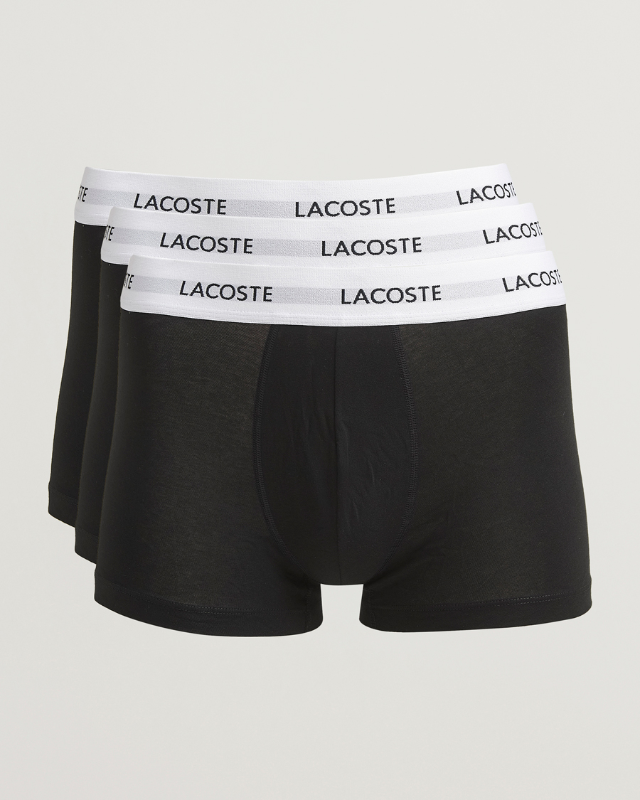 Men | Underwear & Socks | Lacoste | 3-Pack Stretch Cotton Trunks Black
