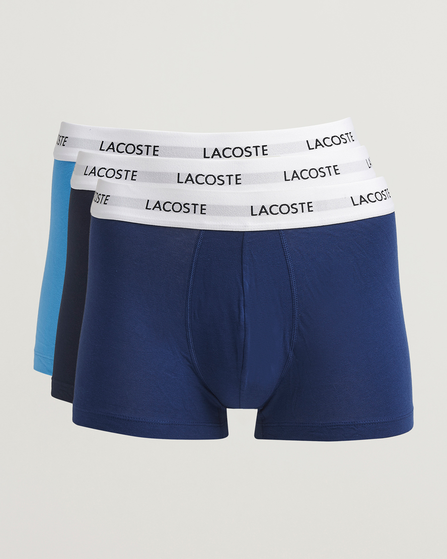 Men | Underwear & Socks | Lacoste | 3-Pack Stretch Cotton Trunks Blue