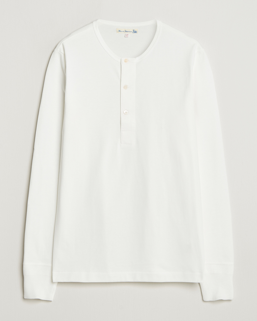 Men | T-Shirts | Merz b. Schwanen | Classic Fit Sturdy Organic Cotton Henley White