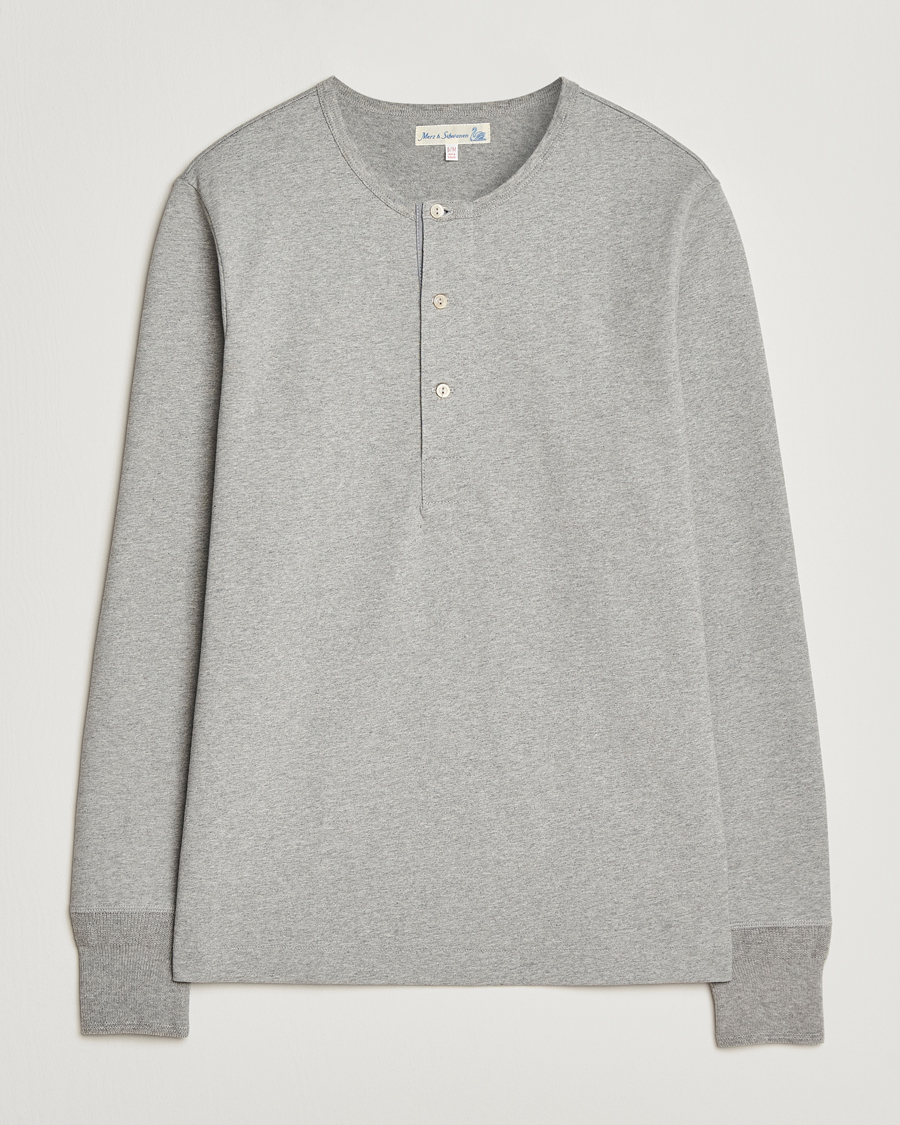 Men |  | Merz b. Schwanen | Classic Fit Sturdy Organic Cotton Henley Grey Melange