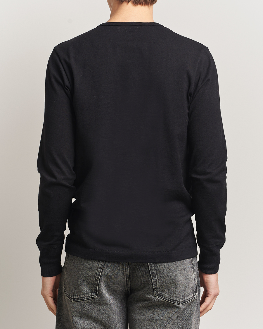 Men | Sweaters & Knitwear | Merz b. Schwanen | Classic Fit Sturdy Organic Cotton Henley Black