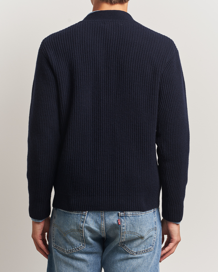 Men | Sweaters & Knitwear | Merz b. Schwanen | Merino/Cashmere Knitted Cardigan Dark Navy