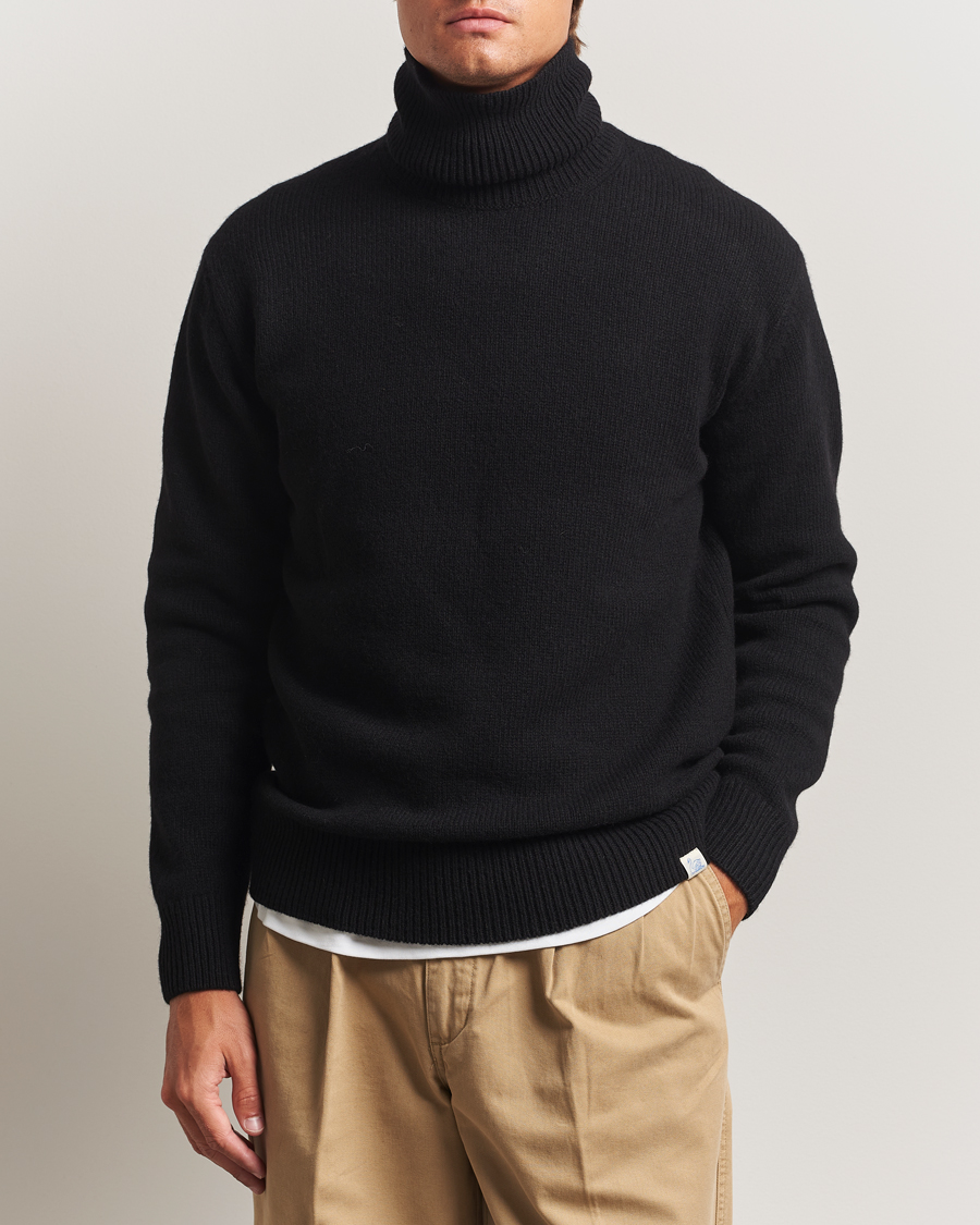 Men | Sweaters & Knitwear | Merz b. Schwanen | Merino/Cashmere Knitted Turtleneck Black