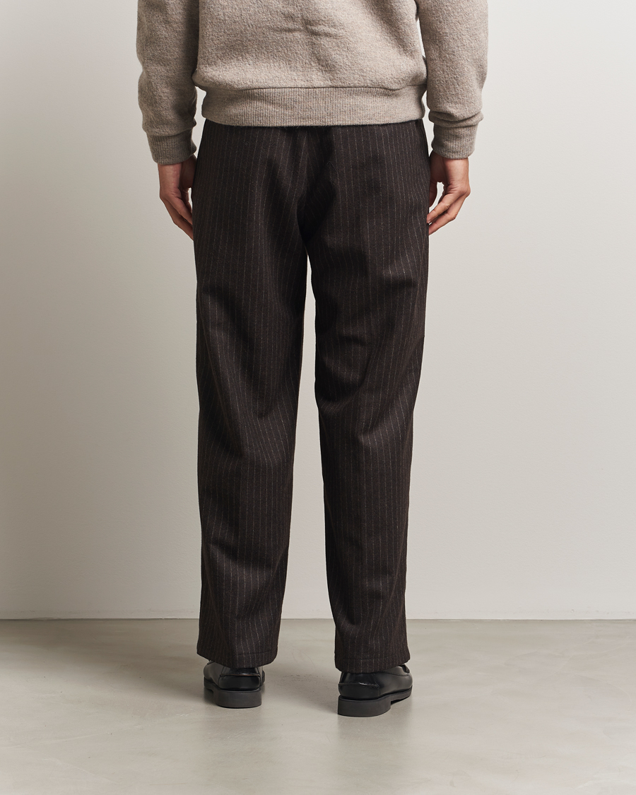 Men | Trousers | NN07 | Kay Wool Pleated Pinstriped Trousers Brown