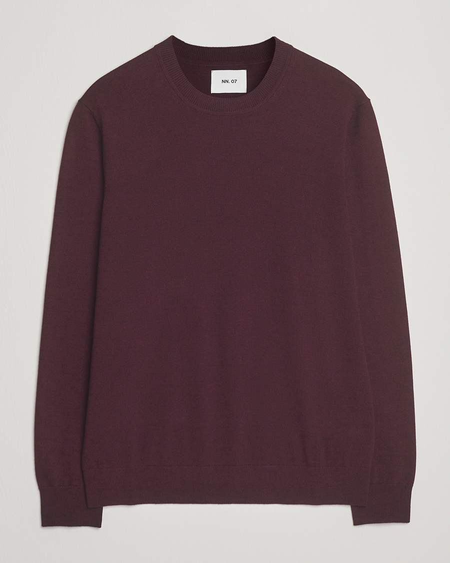 Men | Sweaters & Knitwear | NN07 | Ted Merino Crew Neck Pullover Wine Red