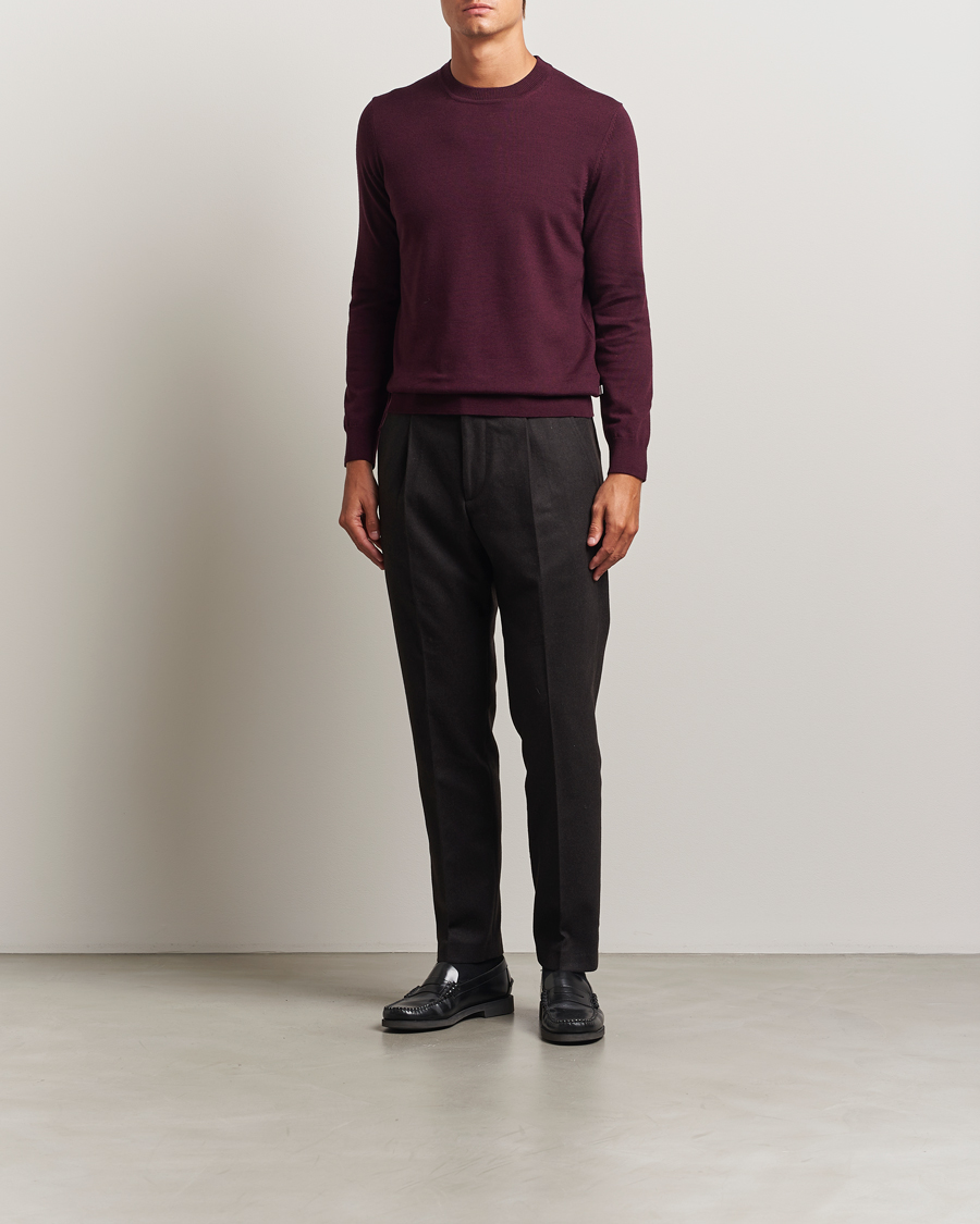 Men | Sweaters & Knitwear | NN07 | Ted Merino Crew Neck Pullover Wine Red