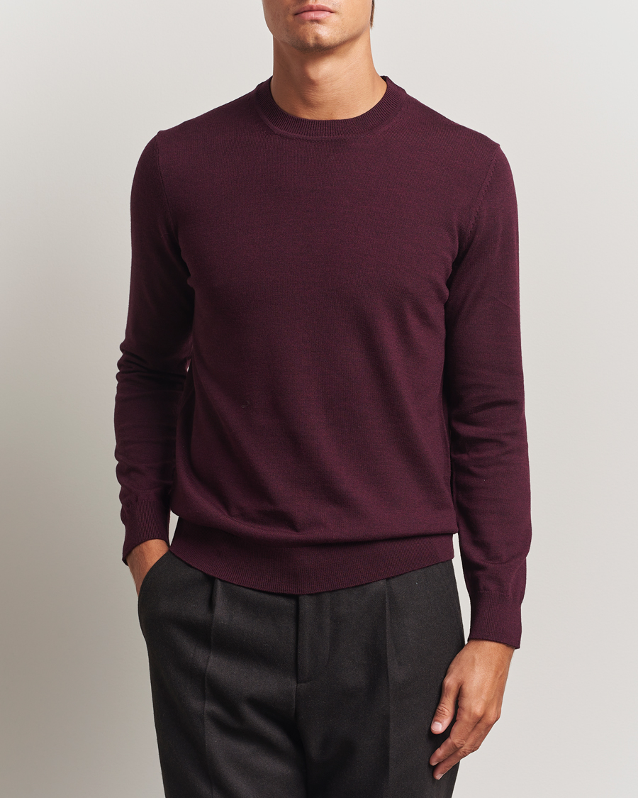 Men | Sweaters & Knitwear | NN07 | Ted Merino Crew Neck Pullover Wine Red