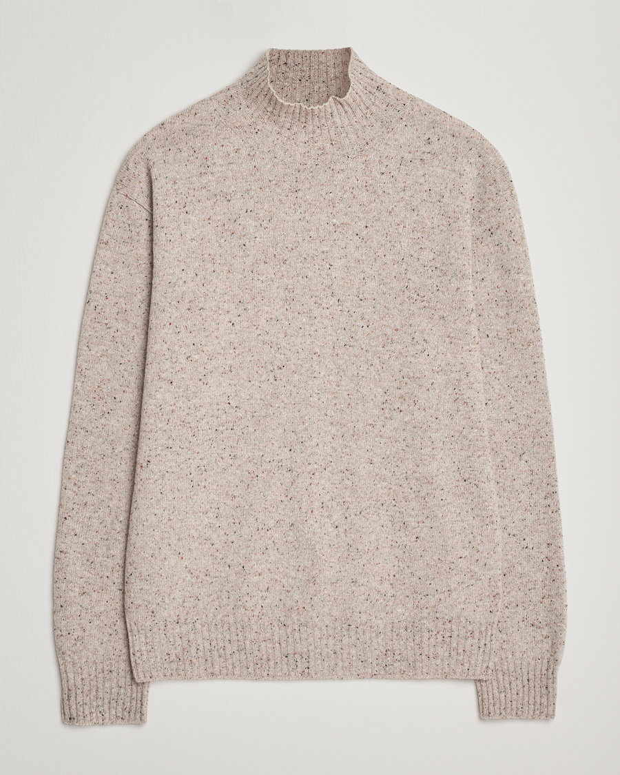 Men | Sweaters & Knitwear | NN07 | Aksel Wool Donegal Knitted Mock Neck Ivory