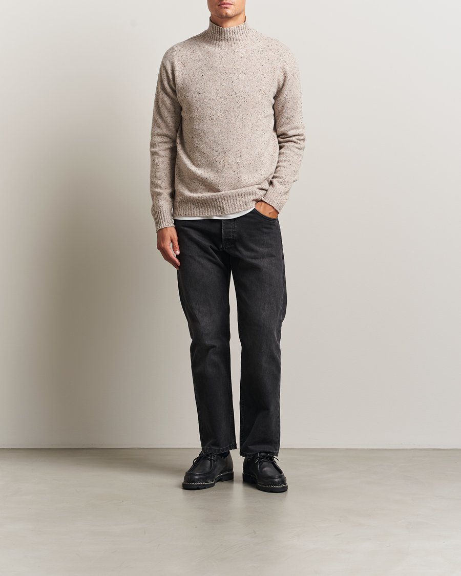 Men | Sweaters & Knitwear | NN07 | Aksel Wool Donegal Knitted Mock Neck Ivory