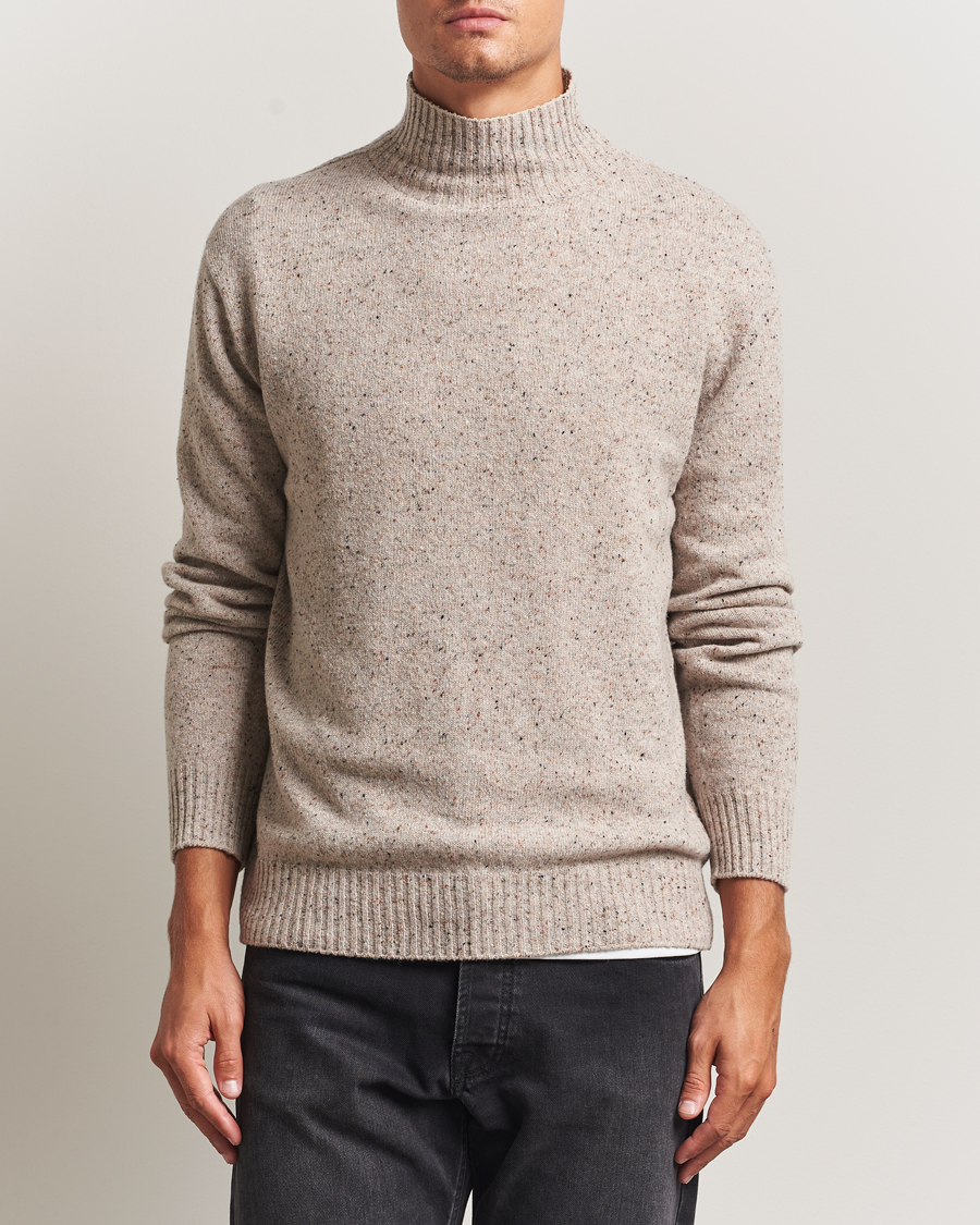 Men | Sweaters & Knitwear | NN07 | Aksel Wool Donegal Knitted Mock Neck Ivory