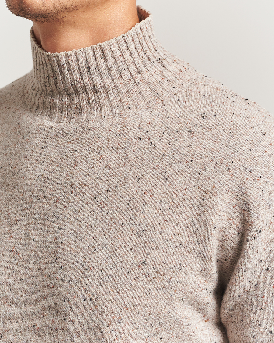 Men | Sweaters & Knitwear | NN07 | Aksel Wool Donegal Knitted Mock Neck Ivory
