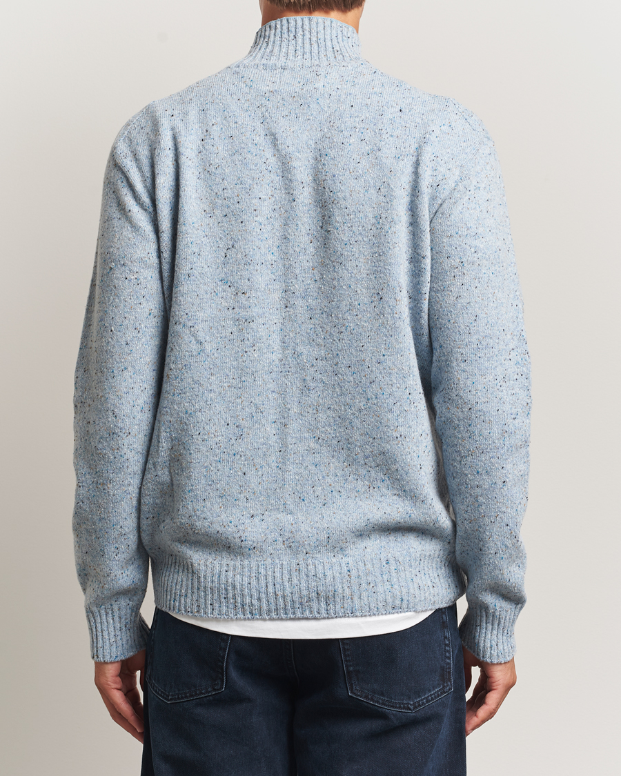 Men | Sweaters & Knitwear | NN07 | Aksel Wool Donegal Knitted Mock Neck Cerulian Blue