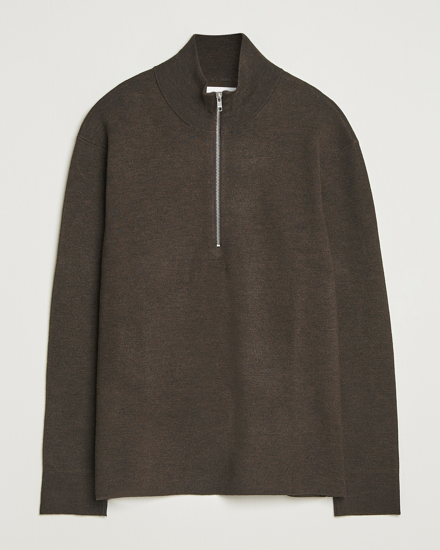 Men | Sweaters & Knitwear | NN07 | Harald Cotton/Modal Half Zip Demitasse Brown