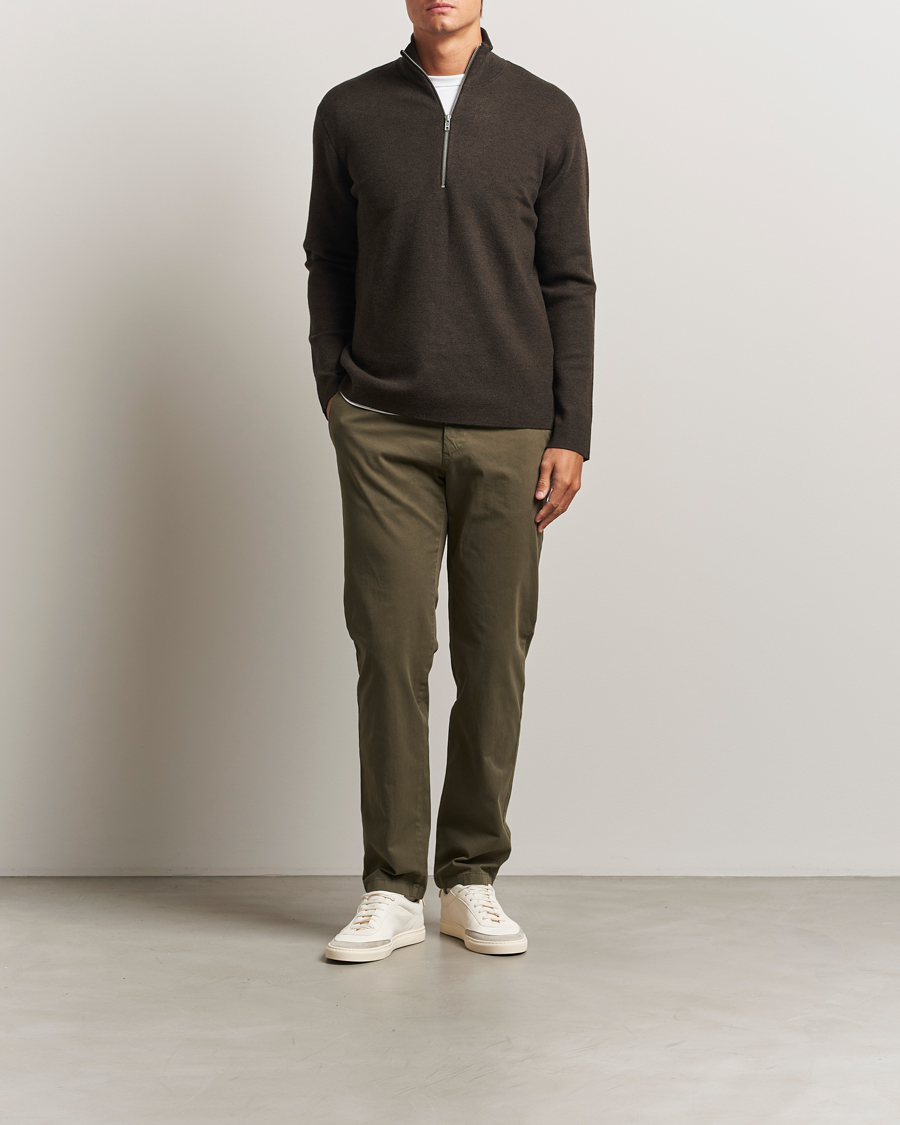 Men | Sweaters & Knitwear | NN07 | Harald Cotton/Modal Half Zip Demitasse Brown