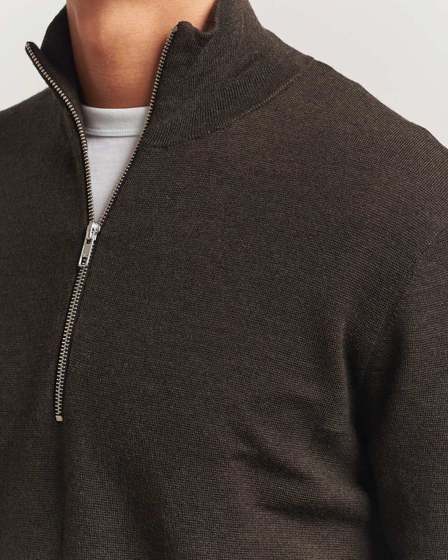 Men | Sweaters & Knitwear | NN07 | Harald Cotton/Modal Half Zip Demitasse Brown