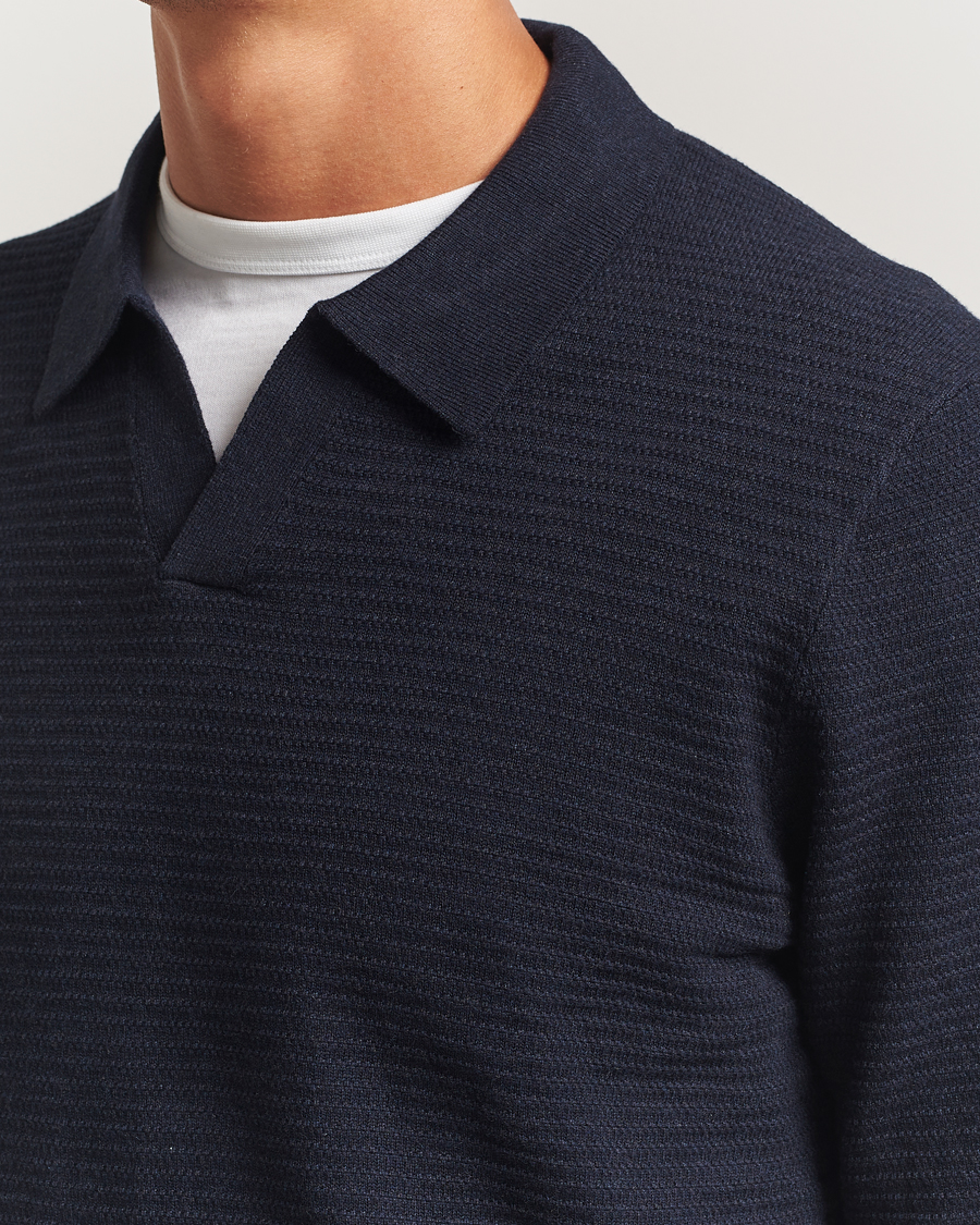 Men | Sweaters & Knitwear | NN07 | Paul Cotton Knitted Polo Deep Navy