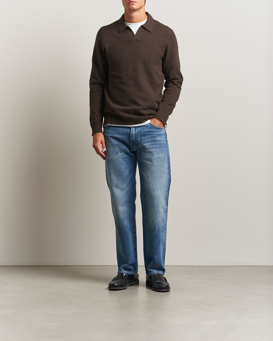 Men | Sweaters & Knitwear | NN07 | Paul Cotton Knitted Polo Demitasse Brown