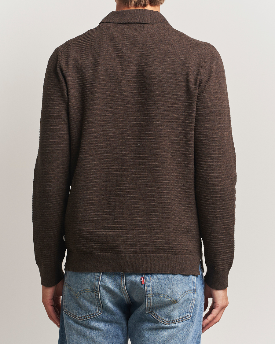 Men | Sweaters & Knitwear | NN07 | Paul Cotton Knitted Polo Demitasse Brown