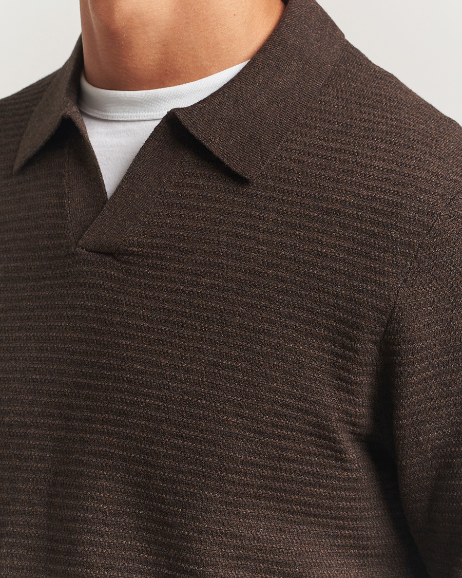 Men | Sweaters & Knitwear | NN07 | Paul Cotton Knitted Polo Demitasse Brown
