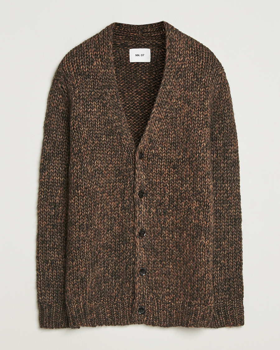 Men | Sweaters & Knitwear | NN07 | Osky Heavy Knitted Cardigan Demitasse Brown