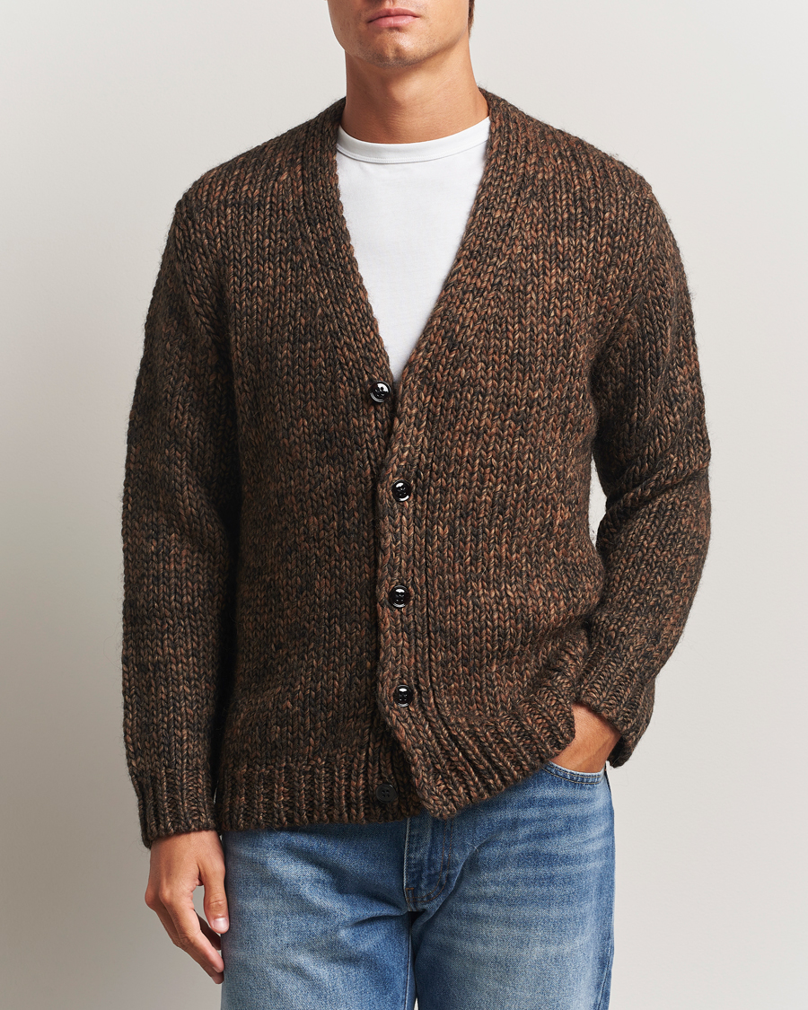 William Lockie Rob Lambswool Cardigan Mocha at CareOfCarl.com