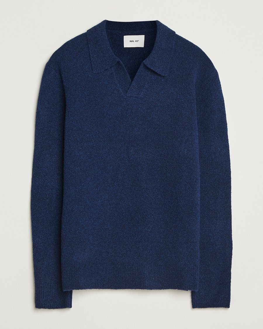 Men | Sweaters & Knitwear | NN07 | Hope Wool Knitted Polo Navy Blue