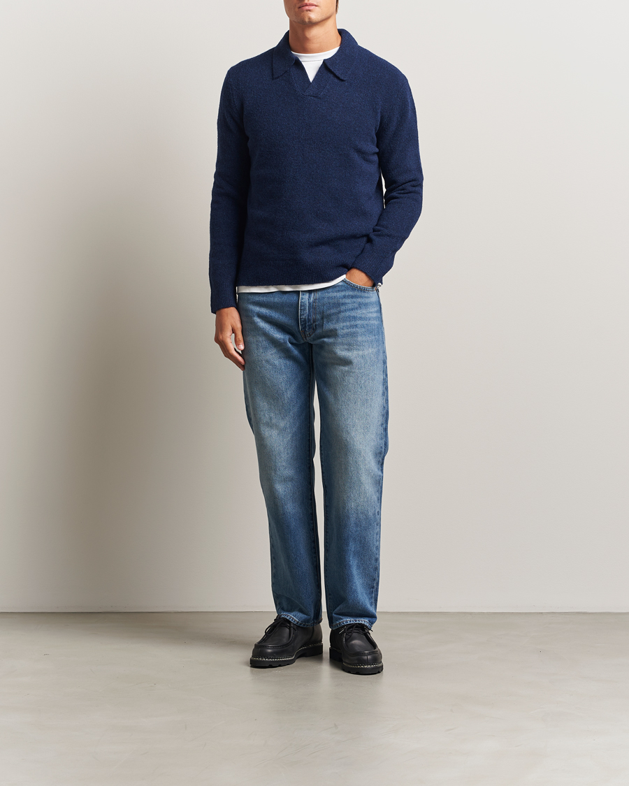 Men | Sweaters & Knitwear | NN07 | Hope Wool Knitted Polo Navy Blue
