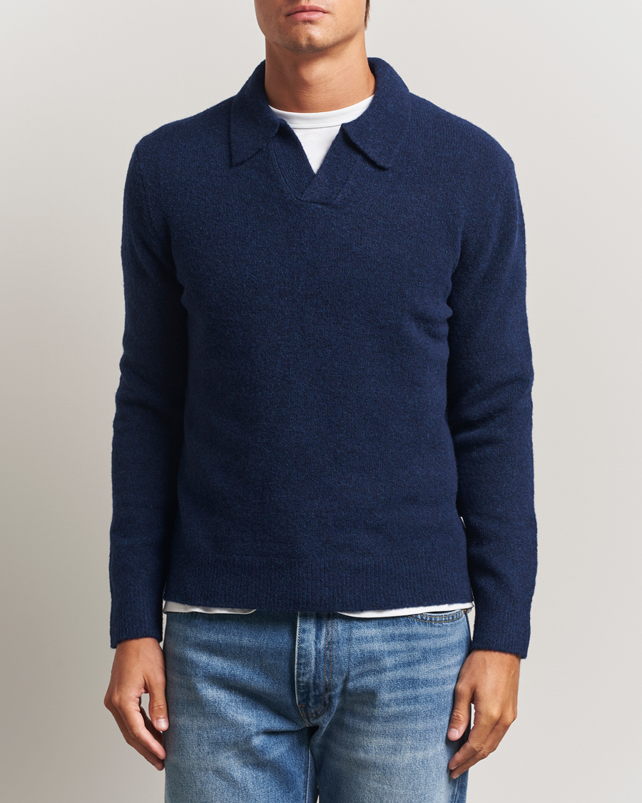 Men | Sweaters & Knitwear | NN07 | Hope Wool Knitted Polo Navy Blue