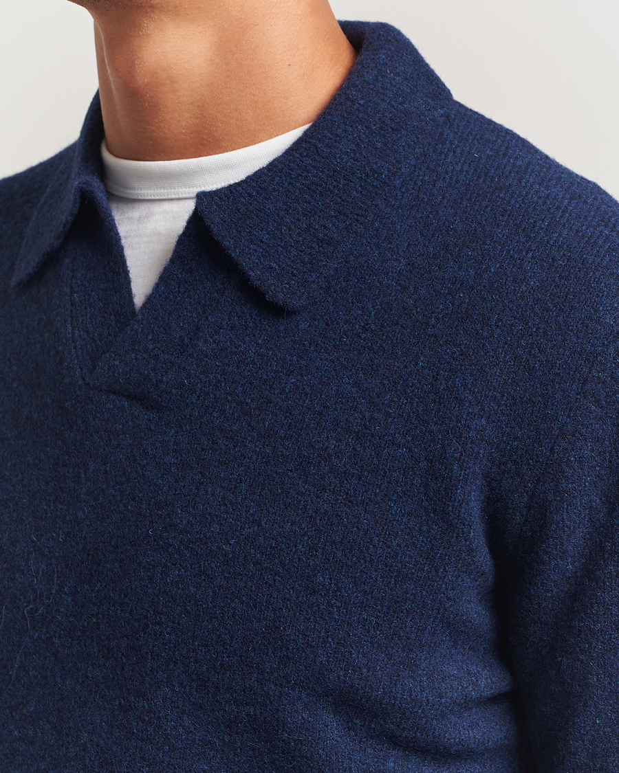 Men | Sweaters & Knitwear | NN07 | Hope Wool Knitted Polo Navy Blue