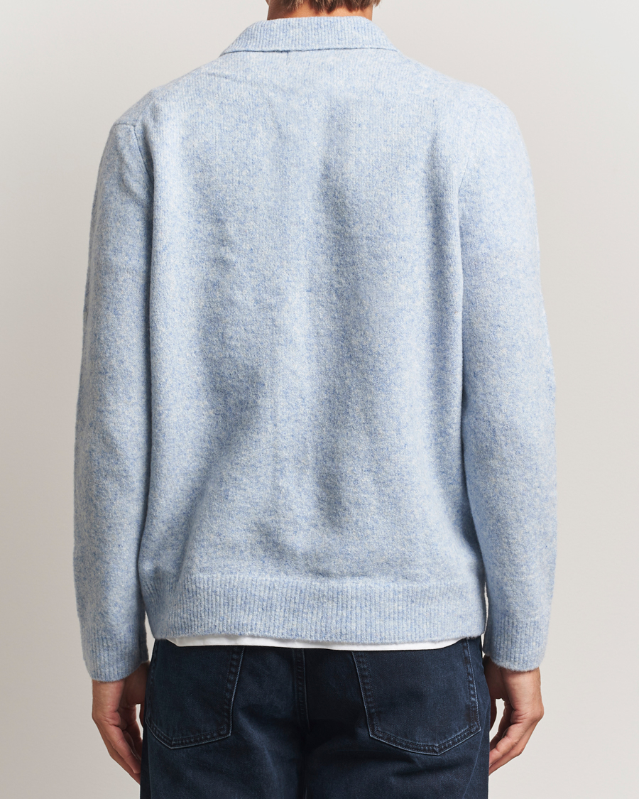 Men | Sweaters & Knitwear | NN07 | Hope Wool Knitted Polo Cerulian Blue