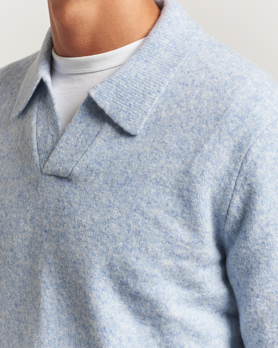 Men | Sweaters & Knitwear | NN07 | Hope Wool Knitted Polo Cerulian Blue