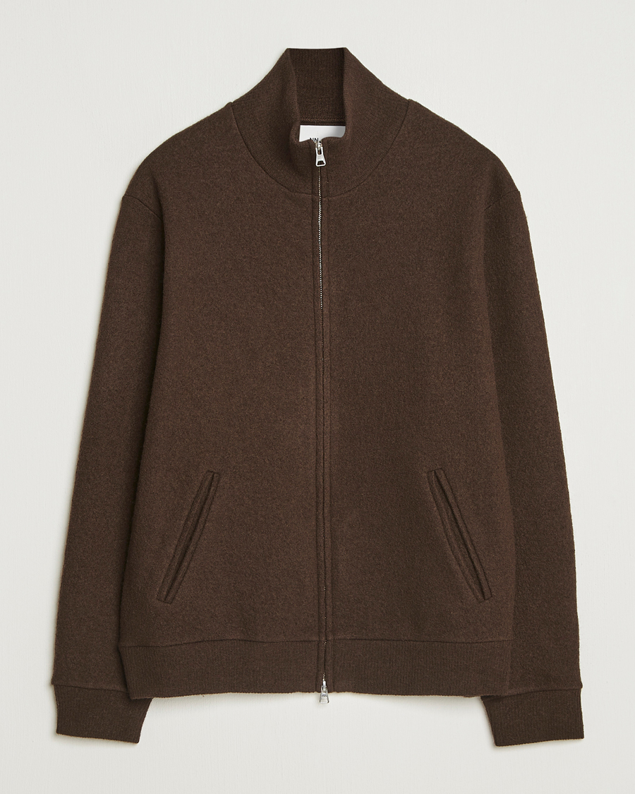 NN07 Boiled Wool Full Zip Demitasse Brown at CareOfCarl.com