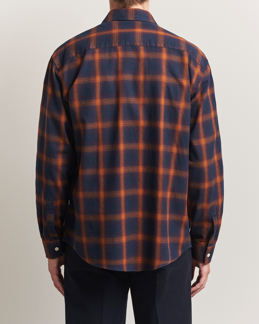 Men | Shirts | NN07 | Deon Flannel Checked Shirt Navy/Orange